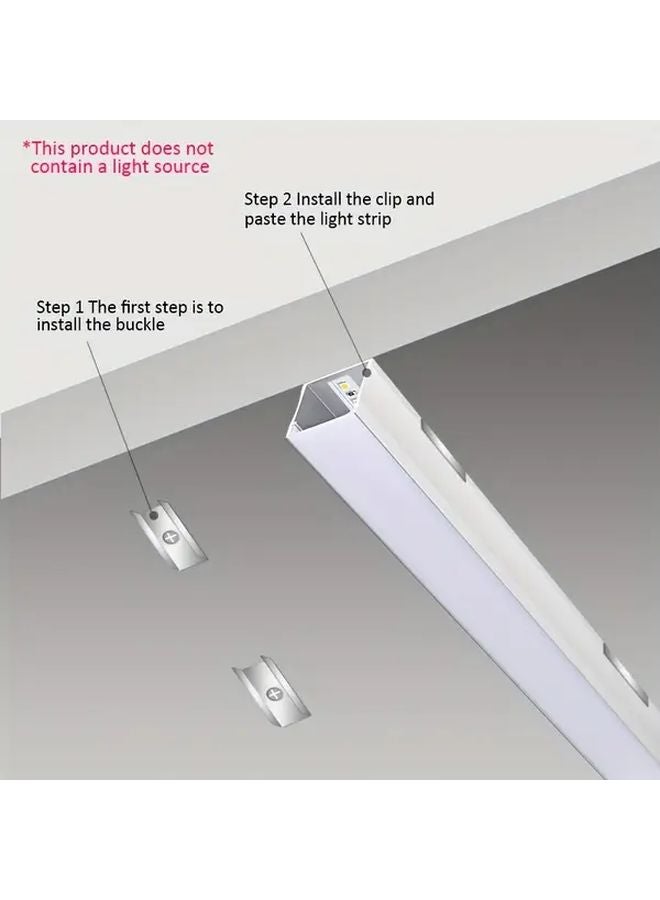 نظام قناة LED من الألومنيوم الأسود مع غطاء موزع أبيض 15 قطعة 1 متر شكل حرف U - Image 4